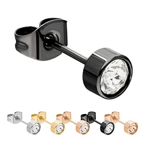 Max Palmer - Ohrstecker mit Swarovski Kristall [08.] Stecker: schwarz | Kristall: klar | Kristall: 6mm von Max Palmer