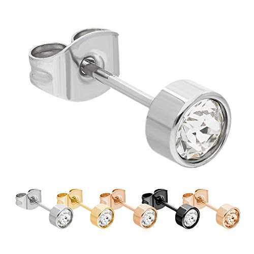 Max Palmer® | Swarovski Kristall Ohrstecker | Stecker: Silber | Zirkonia Stein: 3mm klar (transparent/durchsichtig) | hautfreundlicher Edelstahl von Max Palmer