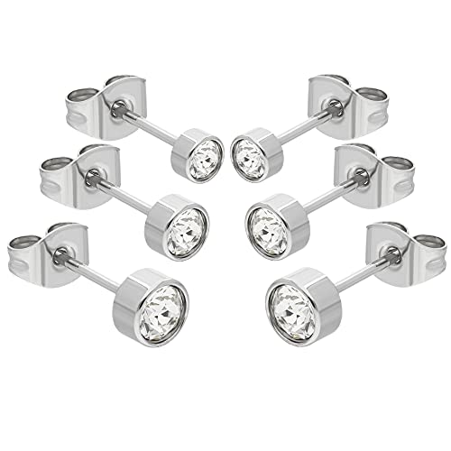 Max Palmer - 3 Paar Ohrstecker Set mit Swarovski Kristall [01.] - silber - klar von Max Palmer