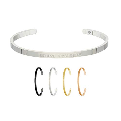 Max Palmer | Armband/Armreif mit Spruch - Gravur Believe IN Yourself [01.] - Silber von Max Palmer