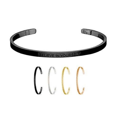 Max Palmer | Armband/Armreif mit Spruch - Gravur Believe IN Yourself [02.] - schwarz von Max Palmer
