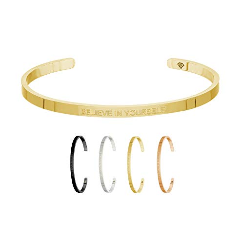 Max Palmer | Armband/Armreif mit Spruch - Gravur Believe IN Yourself [04.] - Gold von Max Palmer