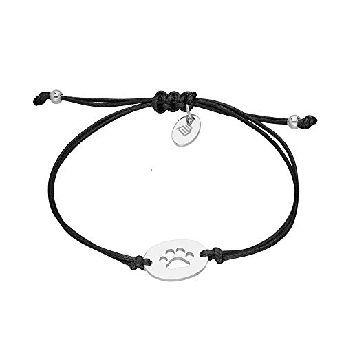 Max Palmer Armband mit Anhänger Pfote/TATZE [01.] - Band: schwarz | Anhänger: Silber von Max Palmer