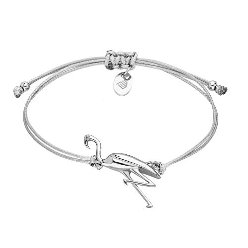 Max Palmer Armband mit Flamingo Anhänger [05.] - Band: grau | Anhänger: Silber von Max Palmer