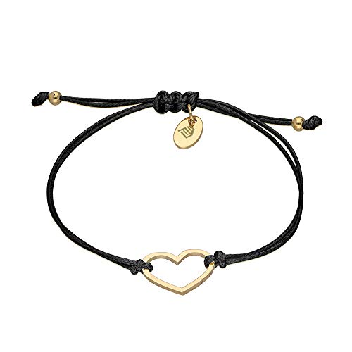Max Palmer Armband mit Herz Anhänger [04.] - Band: schwarz | Anhänger: Gold von Max Palmer