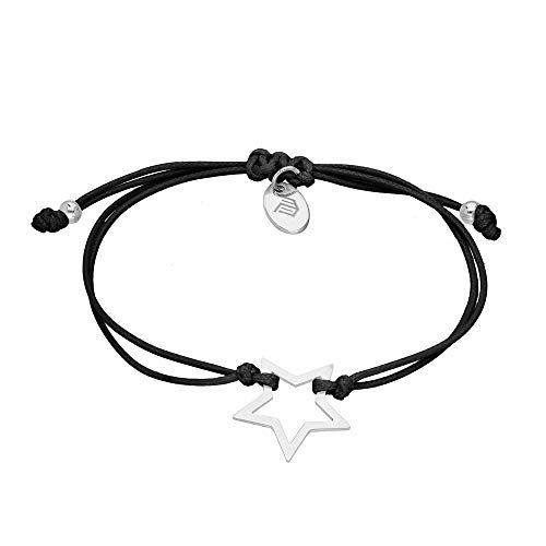 Max Palmer Armband mit Stern Anhänger [01.] - Band: schwarz | Anhänger: Silber von Max Palmer