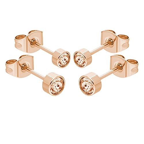 Max Palmer - Ohrstecker Set mit Kristall [05.] - rosegold - pfirsich von Max Palmer