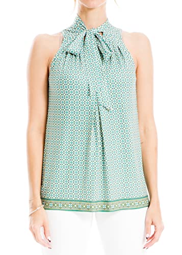 Max Studio Damen Ärmelloses Oberteil mit Krawatte Bluse, Grünes Kleebrett, X-Groß von Max Studio