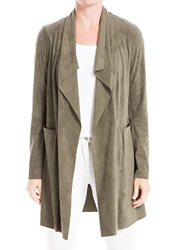 Max Studio Lange Damenjacke aus Velourslederimitat, Olivenbaum, Large von Max Studio