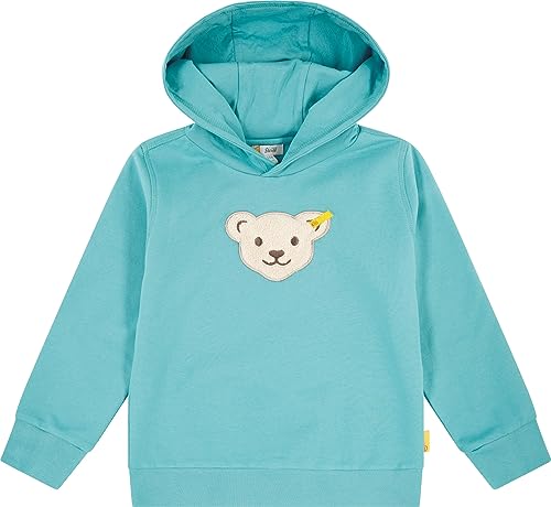 Steiff Kinder Hoodie einfarbig mit Quietsche Bär Squeezer Kapuzenpullover (Stillwater, 104) von Max und Mia