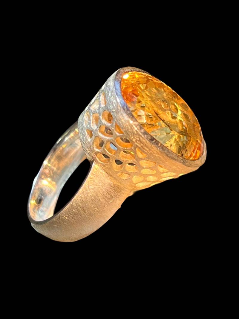 39 Ct Citrin Star Minas Gerais Ring in Silber von MaxGloriaOpal
