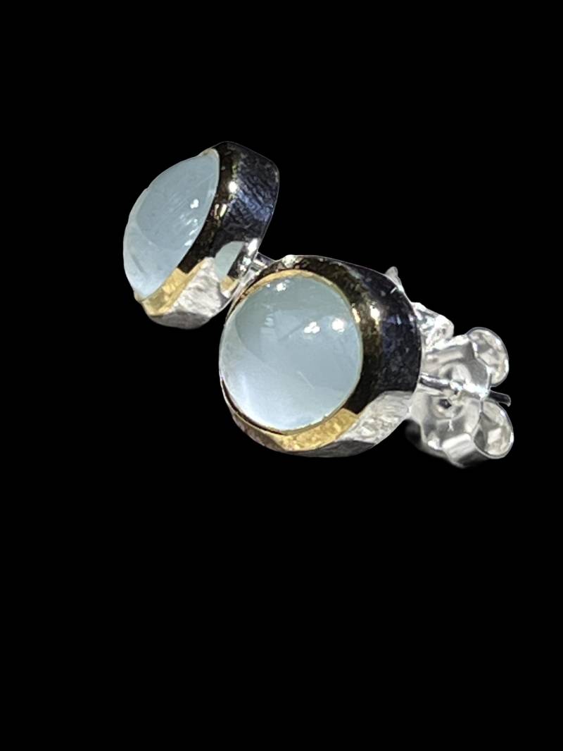 Aquamarin Ohrstecker in Silber Mit Teilvergoldeter Fassung von MaxGloriaOpal