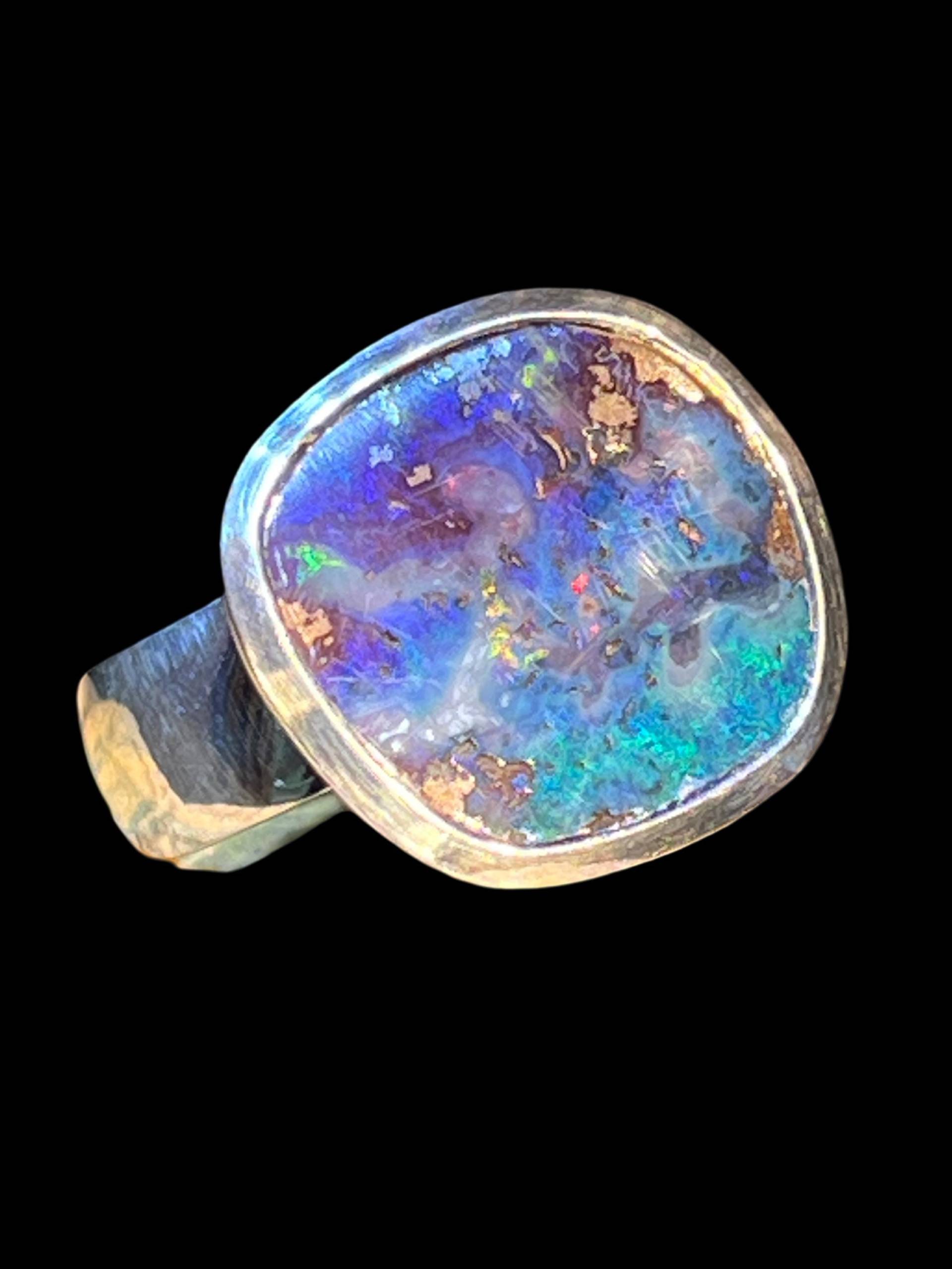 Boulder Opal Türkisblau Ring in Silber von MaxGloriaOpal