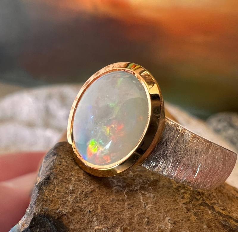 Edelopal Sinfonie Der Farben Ring in Silber von MaxGloriaOpal
