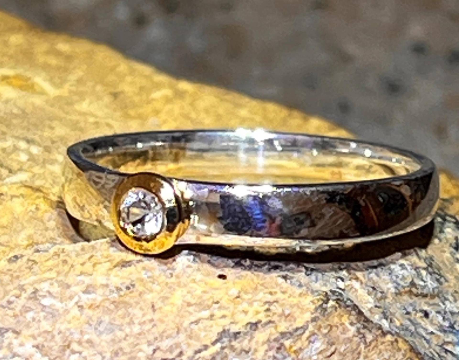 Saphirbrillant Ring in Silber Mit Vergoldeter Fassung von MaxGloriaOpal