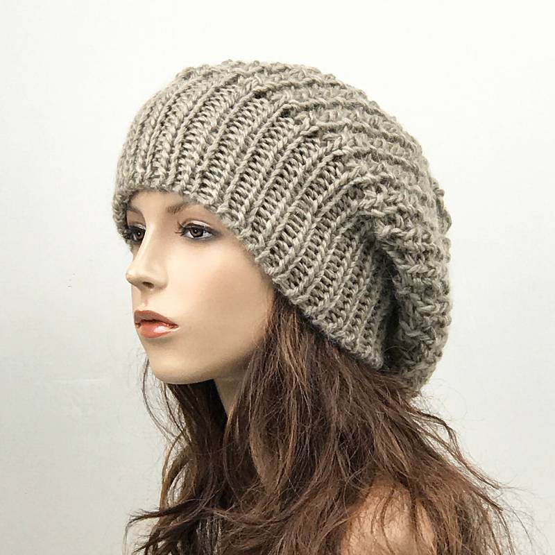 Hand Stricken Frau Hut - Übergroße Chunky Wolle Hut, Slouchy Mandel Winter-Hut Hand Stricken Frau Hut - Übergroße Chunky Wolle Hut, Slouchy Mandel Winter-Hut von MaxMelody