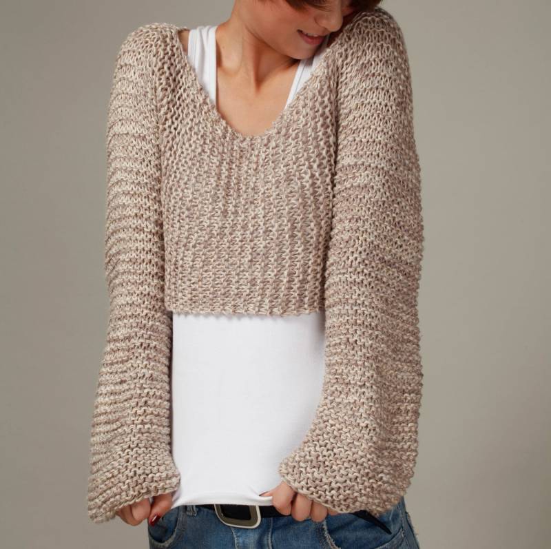 Hand Stricken Pullover Frau Abgeschnitten Top Weizen Vertuschen Oben Baumwolle Hand Stricken Pullover Frau Abgeschnitten Top Weizen Vertuschen Oben Baumwolle von MaxMelody