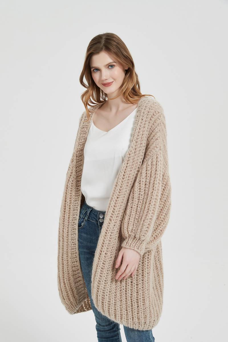 Handgestrickt Damen Langpullover Mohair Langer Strickjacke Pullover von MaxMelody