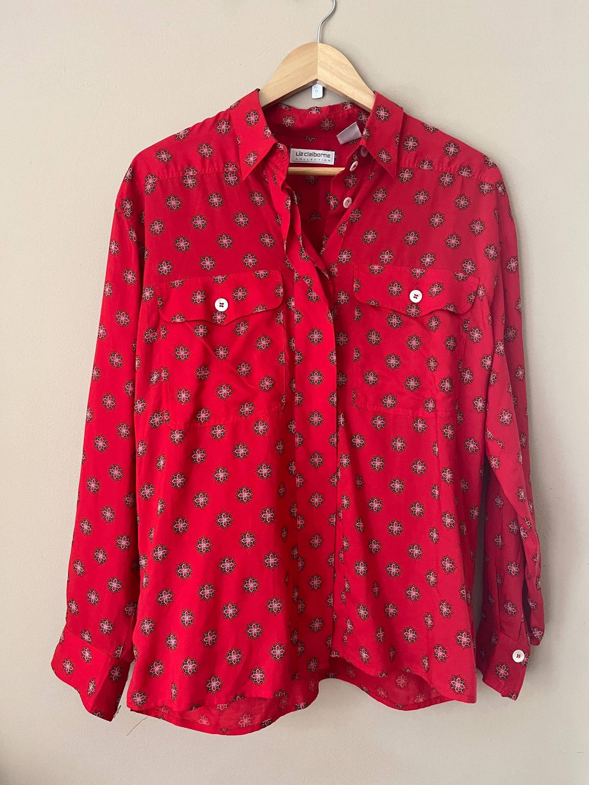 Liz Claidose Button Down Rayon Bandana Kragenhemd Rot Size M Liz Claidose Button Down Rayon Bandana Kragenhemd Rot Size M von MaxMonVintage