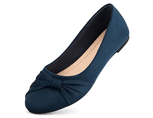 MaxMuxun Damen Geschlossene Ballerinas Flache Loafer Weiche Ballett Schuhe Dunkelblau Blau Größe 41 EU von MaxMuxun