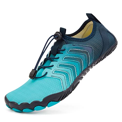 MaxMuxun Damen Herren Barfußschuhe Badeschuhe Atmungsaktiv Aquaschuhe rutschfeste Wasserschuhe Swimmschuhe Traillaufschuhe Leichte Fitnessschuhe Blau Gr.36 von MaxMuxun