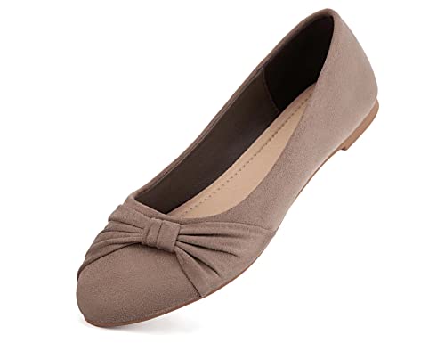 MaxMuxun Klassische Damen Ballerinas Party Schuhe Schleife Freizeit Schuhe Hellbraun Größe 36 EU von MaxMuxun