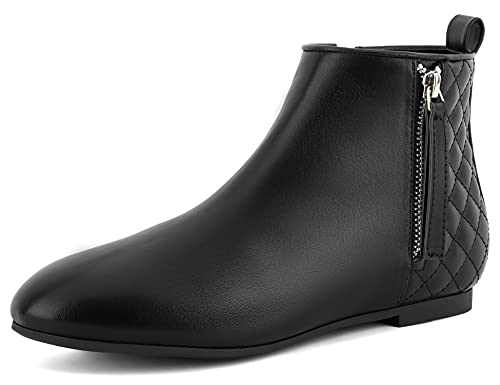 MaxMuxun Stiefeletten Damen flache stiefeletten Klassische Winterschuhe Damen,Chelsea Boots Schwarz Pu EU 37 von MaxMuxun