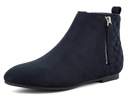 MaxMuxun Stiefeletten Damen flache stiefeletten Klassische Winterschuhe Damen,Chelsea Boots Marineblau EU 41 von MaxMuxun