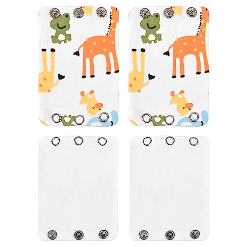 Maxee 4Pcs Body Verlängerung Druckknopf Baby, Body Verlängerung, Bodysuit Extender Einstellbare Länge Baby, Längenverstellbar, 2 Lagen Stoff, Quadrat von Maxee