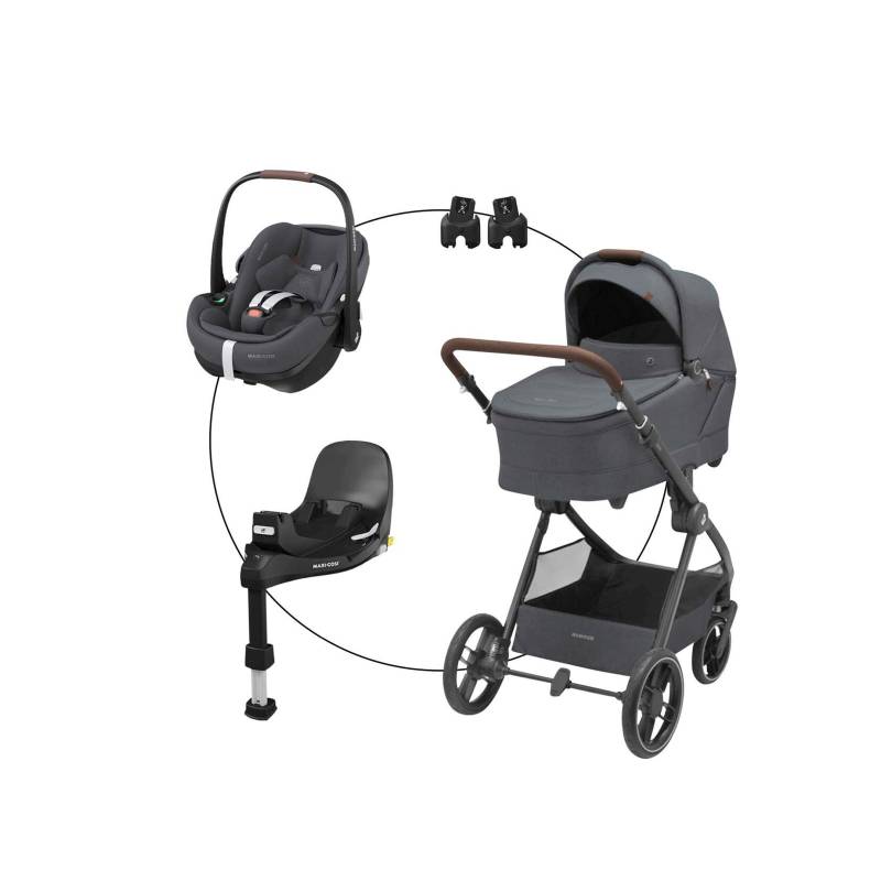 Maxi-Cosi Kombikinderwagen Oxford+ inkl. Babyschale Pebble 360 Pro 2 und Isofix-Basis FamilyFix 360 grau von Maxi-Cosi