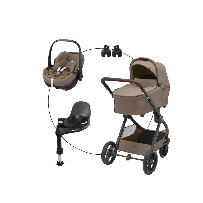 Maxi-Cosi Kombikinderwagen Oxford+ inkl. Babyschale Pebble 360 Pro 2 und Isofix-Basis FamilyFix 360 natur von Maxi-Cosi