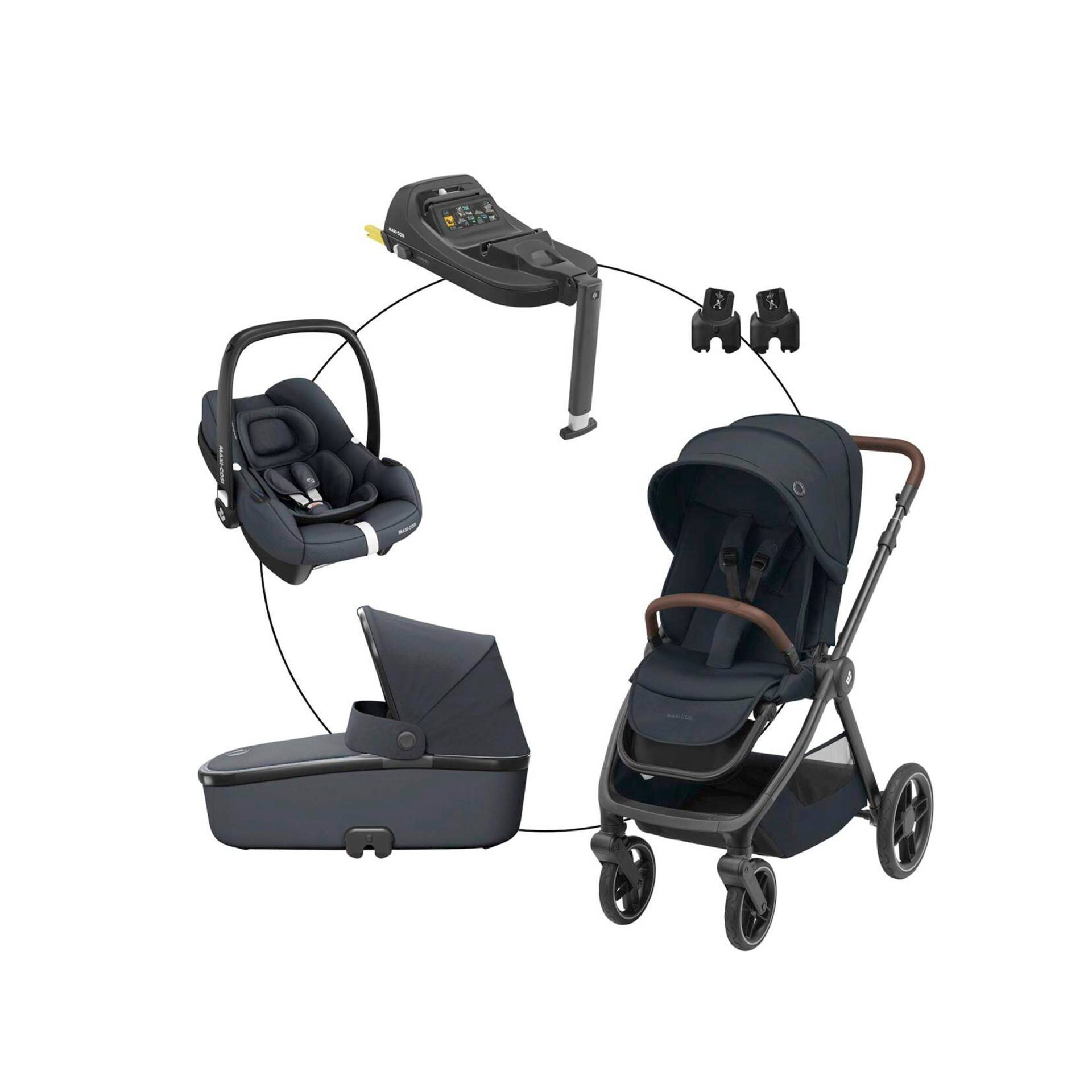 Maxi-Cosi Kombikinderwagen Oxford Travel-Set inkl. Babyschale Cabriofix i-Size und Isofix-Basis grau von Maxi-Cosi