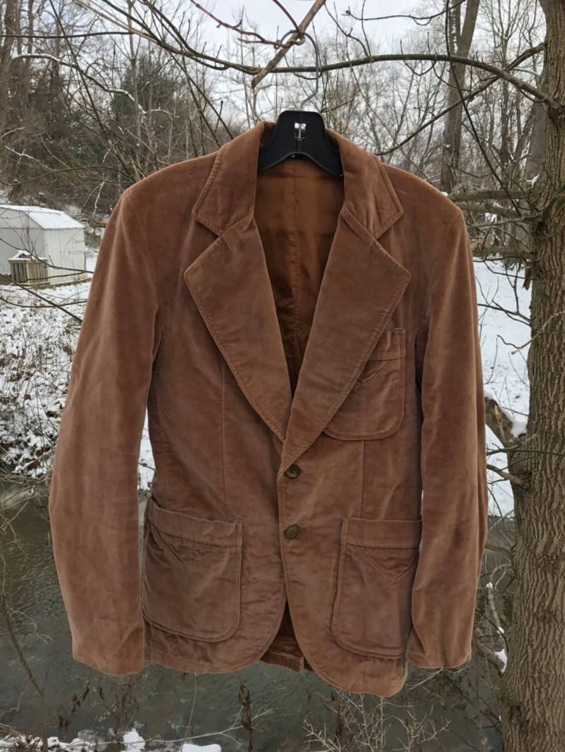 Damen Velor Vintage Hellbraun Tan Blazer Jacke Ca. 70Er Jahre Größe 36 Klein von MaxiGirlShop