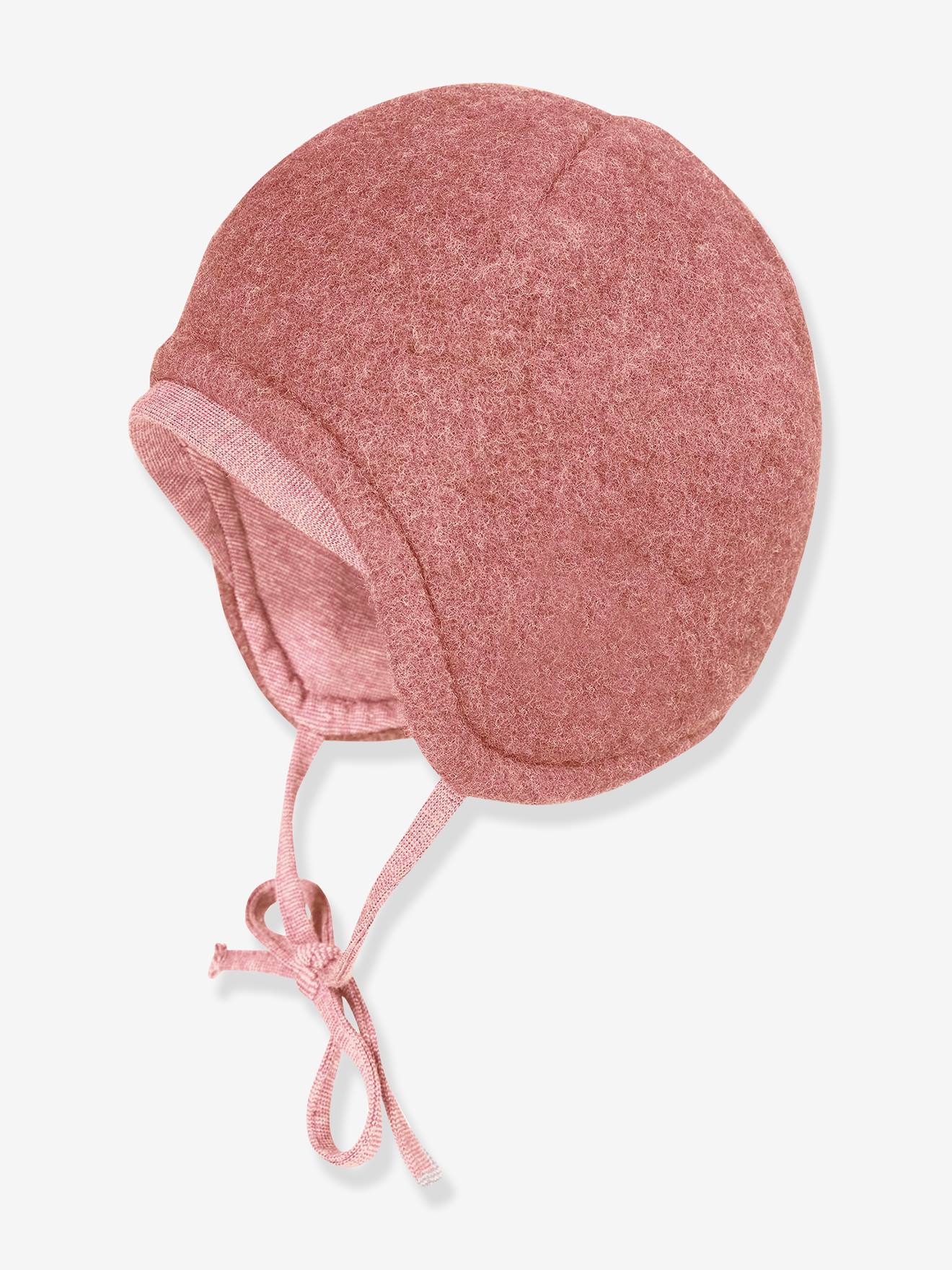 Bindemütze Baby aus Wollfleece maximo mit Bio-Baumwolle blush von Maximo