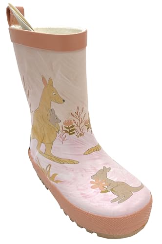 Maximo Mittelschaft Gummistiefel Naturkautschuk + Textil Futter Motiv: Känguru in Natur Tönen (Natur Töne, EU Schuhgrößensystem, Kleinkind, Numerisch, M, 23) von maximo