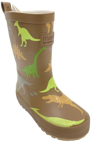 maximo Mittelschaft Gummistiefel aus Naturkautschuk + Textil Futter Motiv: DINO 127900 (Braun Dino, EU Schuhgrößensystem, Grundschulkind, Numerisch, M, 28) von maximo