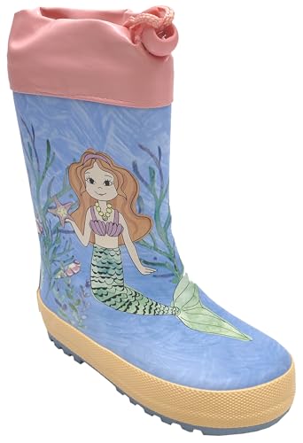 maximo Mittelschaft Gummistiefel mit Stulpe aus Naturkautschuk Motiv: Meerjungfrau Pastelltöne (Meerjungfrau Pastell, EU Schuhgrößensystem, Kleinkind, Numerisch, M, 26), 43203-127600-5321 von maximo