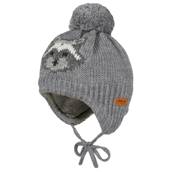 maximo - Boy-Mütze Waschbär ausgenäht mit Pompon und Futter - Mütze Gr 47 cm grau von Maximo