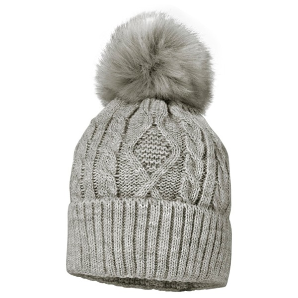 maximo - Girl-MützeVollfutter mit Umschlag und Pompon - Mütze Gr 51 cm grau von Maximo