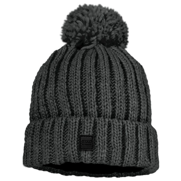 maximo - Kid's Mütze Rippe mit Pompon und Fleecefutter - Mütze Gr 49-51 cm schwarz/grau von Maximo