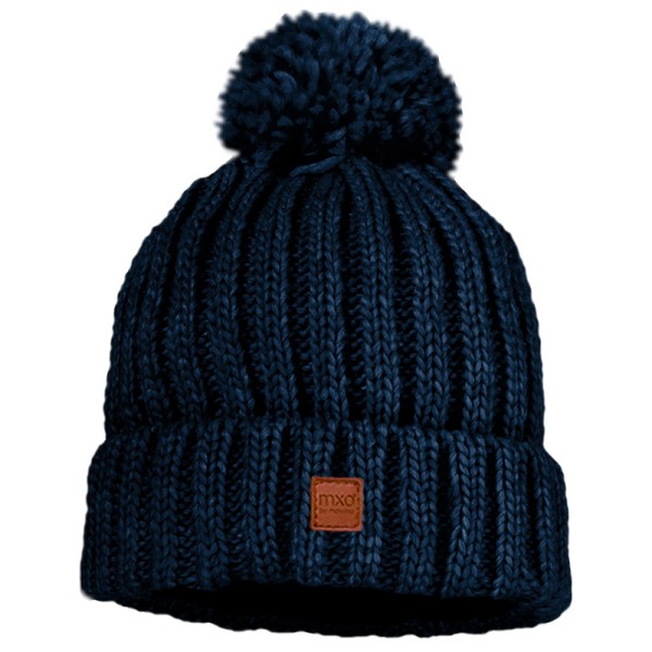 maximo - Kid's Mütze Rippe mit Pompon und Fleecefutter - Mütze Gr 53-55 cm blau/schwarz von Maximo