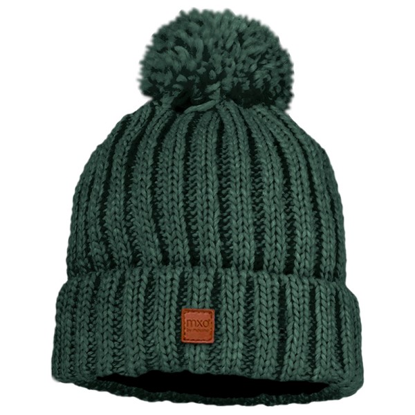 maximo - Kid's Mütze Rippe mit Pompon und Fleecefutter - Mütze Gr 53-55 cm grün von Maximo