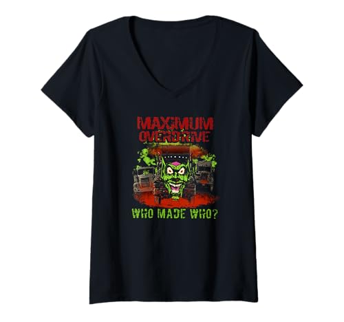 Damen T-Shirt mit Aufschrift "Maximum Overdrive", Geschenk für Kinder T-Shirt mit V-Ausschnitt Damen T-Shirt mit Aufschrift "Maximum Overdrive", Geschenk für Kinder T-Shirt mit V-Ausschnitt von Maximum Overdrive - Who Made Who