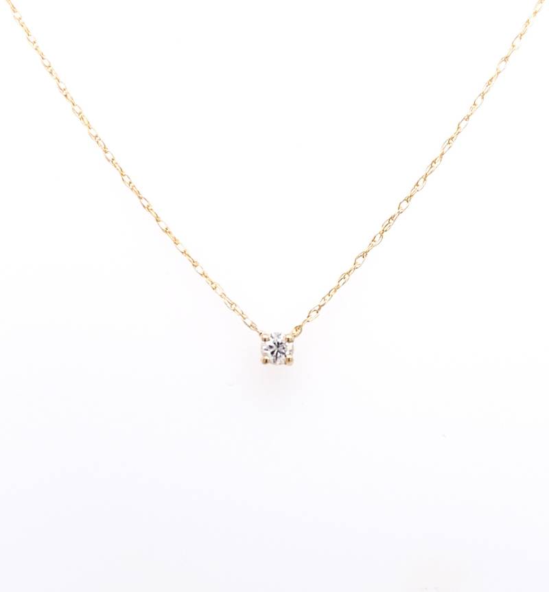 0.07Ctw Runder Solitär Natürlicher Diamant Zierliche Anhänger Mit Seilkette 14K Gelbgold 18" von MaximusJewelry