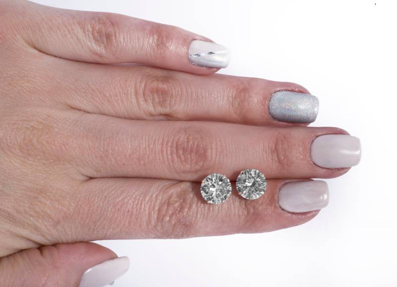 14K Solid Gelb/Weißgold Runde 6 Ct Brilliant Cz Korb Push Back Ohrstecker 9 Mm von MaximusJewelry