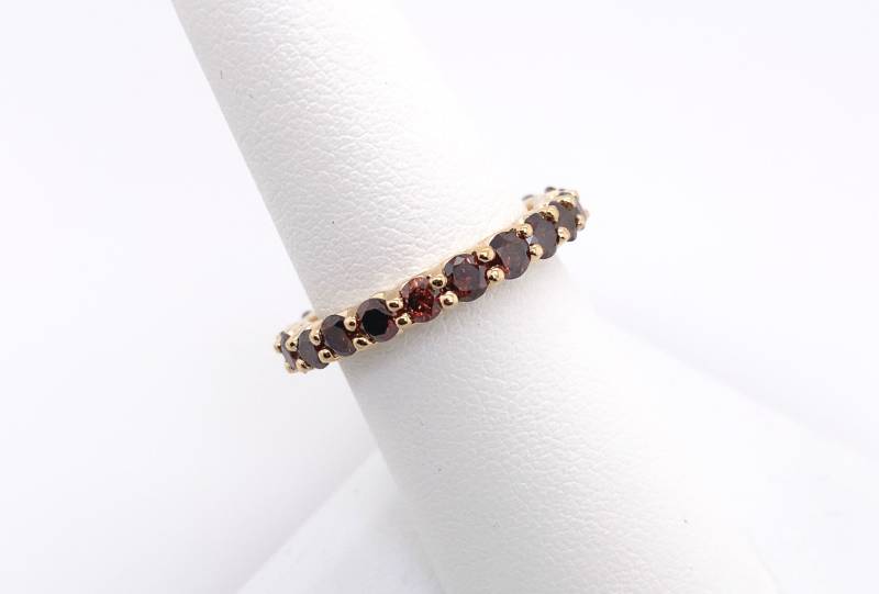 14K Solid Gelb Gold Runde Ewigkeit Natürliche Rote Diamant Ehering 2.50Ctw von MaximusJewelry