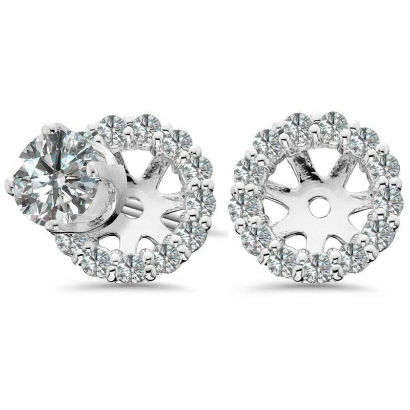 Runder Ohrring-Laborgewachsene Diamant-Jacken Von 0.80Ct Bis 1.30Ct 14K Weiß/Gelb Rose Aus Solidem Gold Large von MaximusJewelry