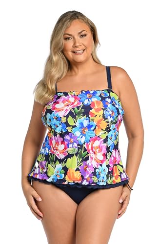 Maxine Of Hollywood Damen Bandeau Badeanzug Rüschen Tankini-Oberteil, Indigo//Botanischer Garten, 18 von Maxine Of Hollywood