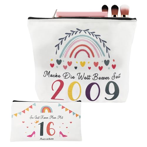 Geschenke Für Mädchen, 2 Stück Kosmetiktasche Kulturbeutel, Geschenk Mädchen Teenager Make-Up-Tasche, Kulturtasche Schminktasche für Geburtstagsgeschenk (16 Jährige) von Maxmoc