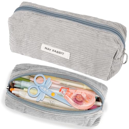Maxmoc Federmäppchen Cord-Stoff,Mäppchen Cord-Stoff,Federtasche Mädchen,Pencil Case Schulmäppchen,Stiftemappe für Frauen Mädchen (Grau) von Maxmoc